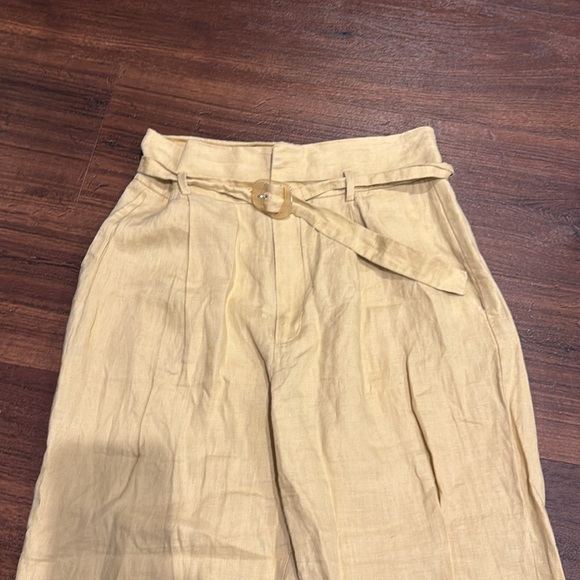 Mango Basics Linen High Waist Pants with Belt and Pockets - Picture 2 of 9